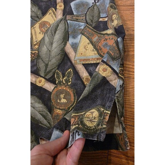 Tommy Bahama Shirt Mens L 100%‎ Silk Cigars Leaves Print Short Sleeve Hawaiian - Picture 7 of 10